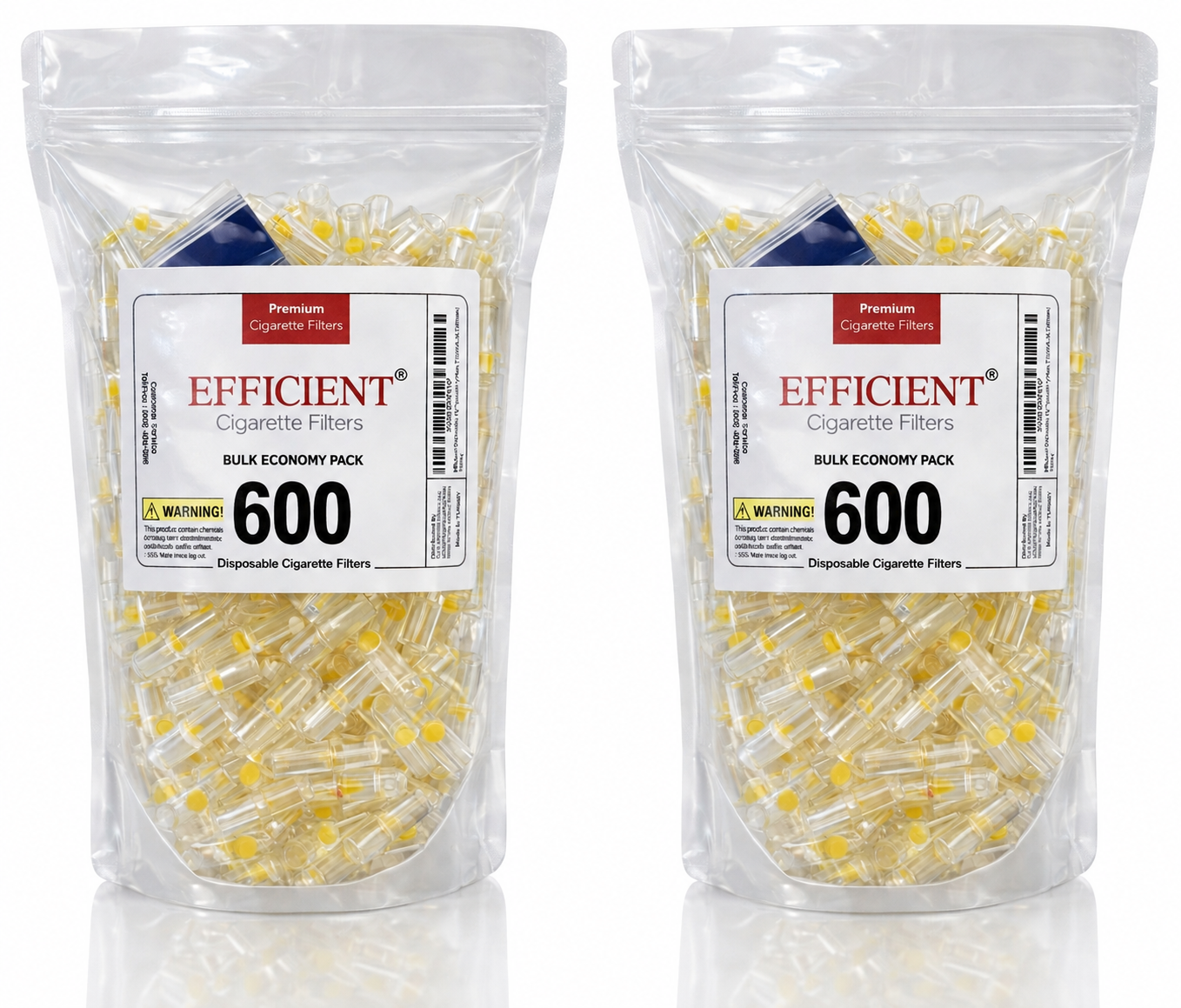 EFFICIENT Disposable Cigarette Filters 8-Hole 1200 Count Bulk Filter Tips with Free Travel Case
