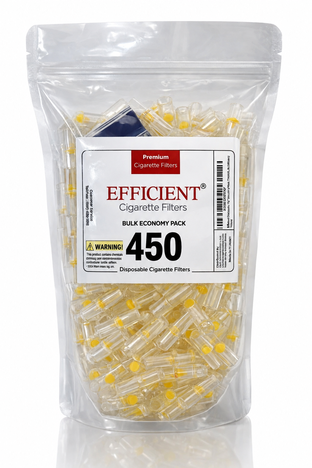 EFFICIENT Disposable Cigarette Filters 8-Hole 450 Count Bulk Filter Tips with Free Travel Case
