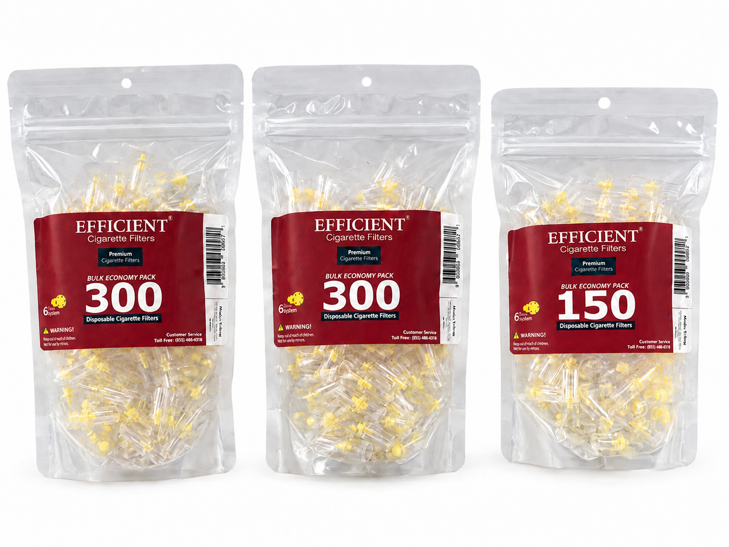 EFFICIENT Disposable Cigarette Filters 6-Hole 750 Count Bulk Filter Tips