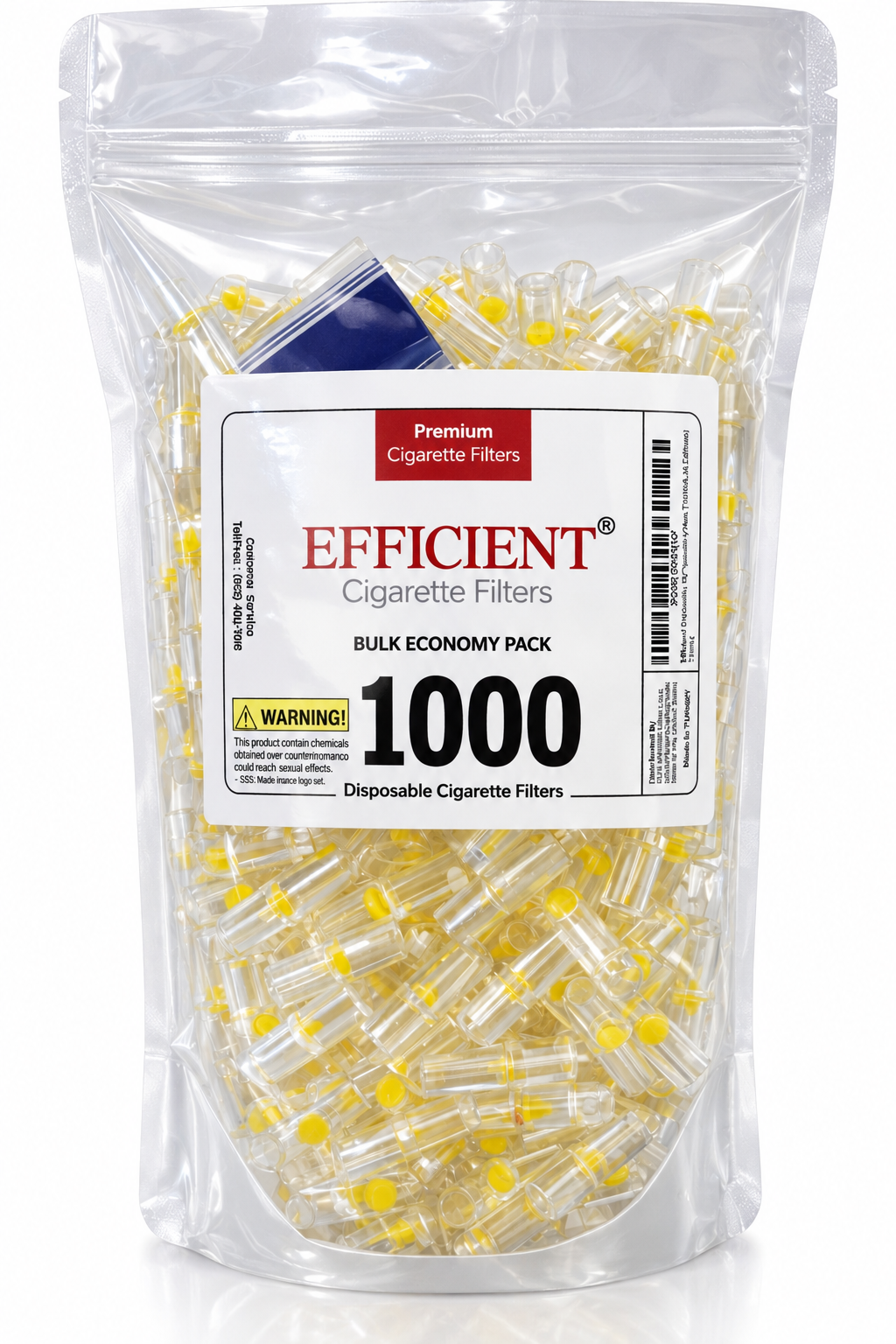 EFFICIENT Disposable Cigarette Filters 8-Hole 1000 Count Bulk Filter Tips with Free Travel Case