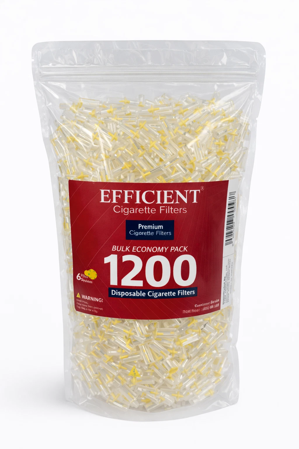 EFFICIENT Disposable Cigarette Filters 6-Hole 1200 Count Bulk Filter Tips