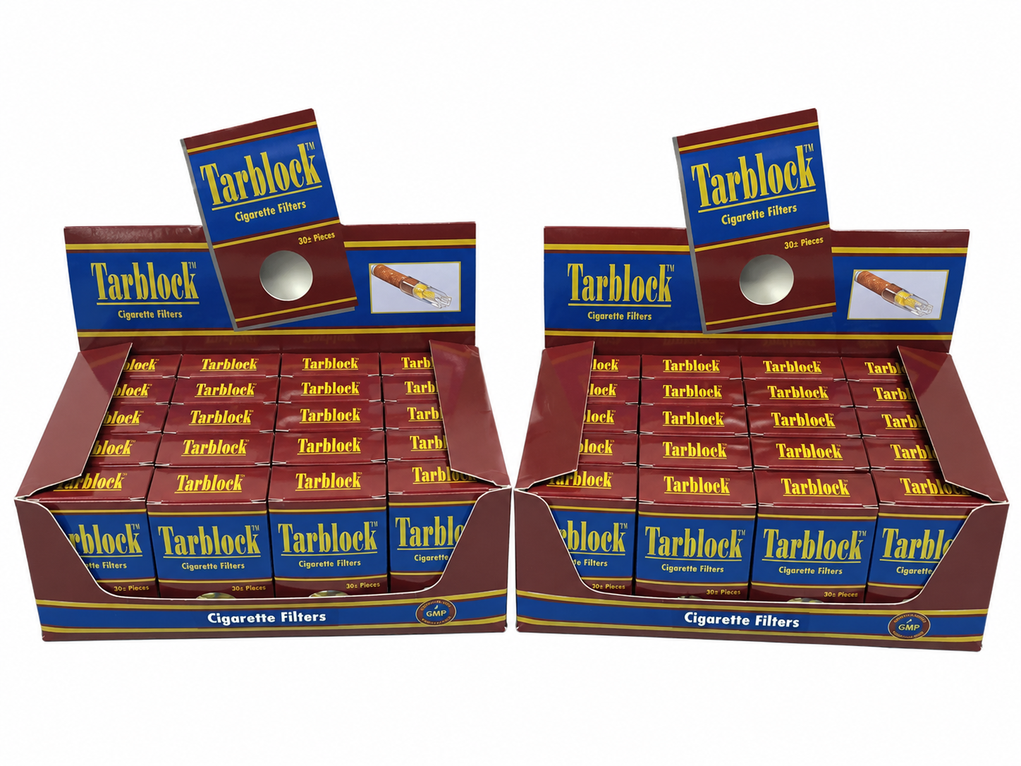 TARBLOCK Disposable Cigarette Filters 4-Hole 1440 Count 48 Packs 2 Display Boxes