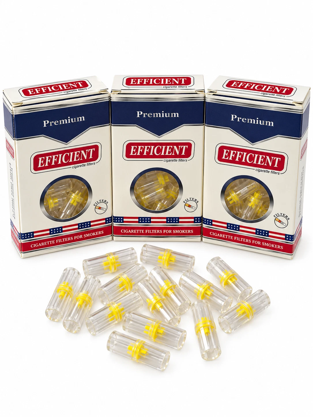 EFFICIENT Disposable Cigarette Filters 8-Hole 90 Count 3 Packs