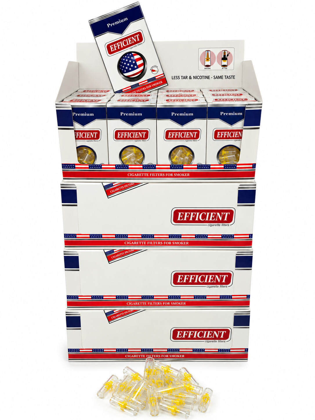 EFFICIENT Cigarette Filters 8-Hole 2400 Count 80 Packs