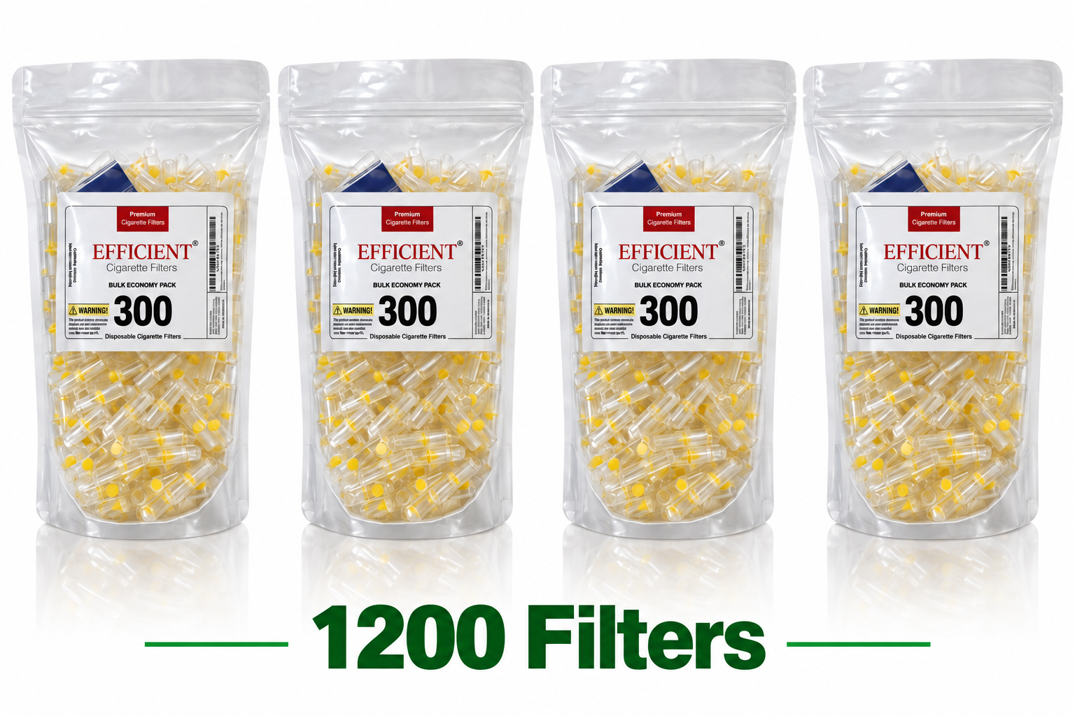 EFFICIENT Disposable Cigarette Filters 8-Hole 1200 Count Bulk Filter Tips with Free Travel Case