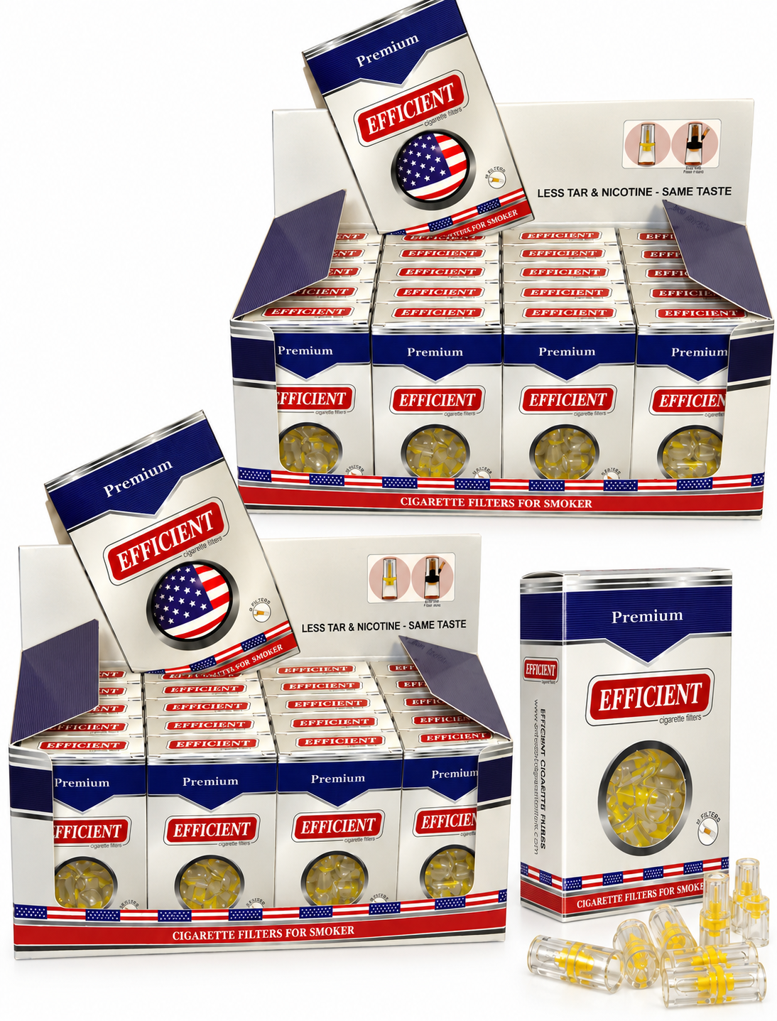 EFFICIENT Cigarette Filters 8-Hole 1200 Count 40 Packs