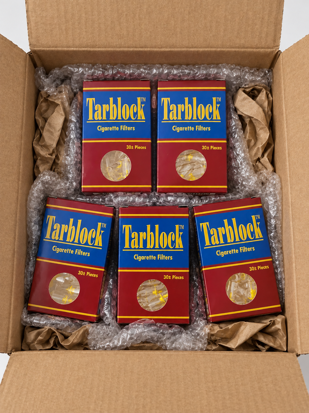 TARBLOCK Cigarette Filters 4-Hole Micro Filter Tips 5 Packs 150 Count