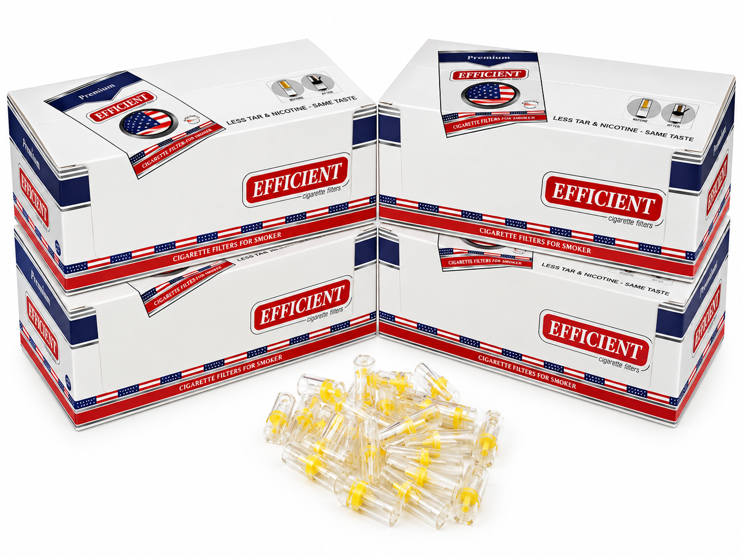 EFFICIENT Cigarette Filters 8-Hole 2400 Count 80 Packs
