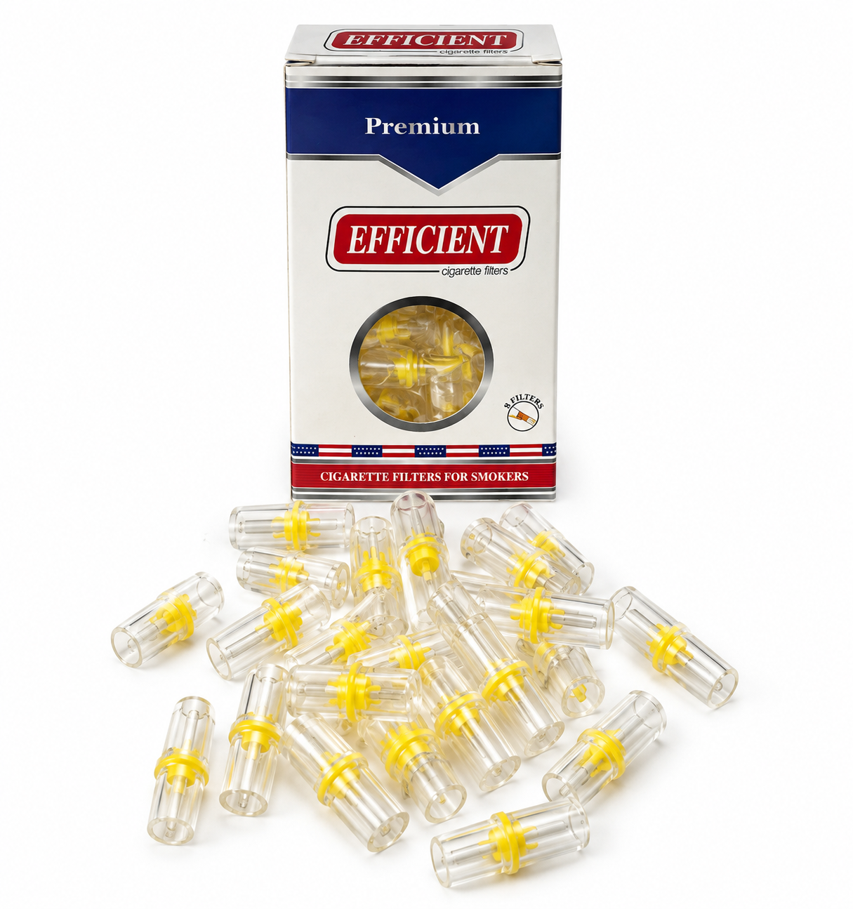 EFFICIENT Cigarette Filters 8-Hole 600 Count 20 Packs Display Box