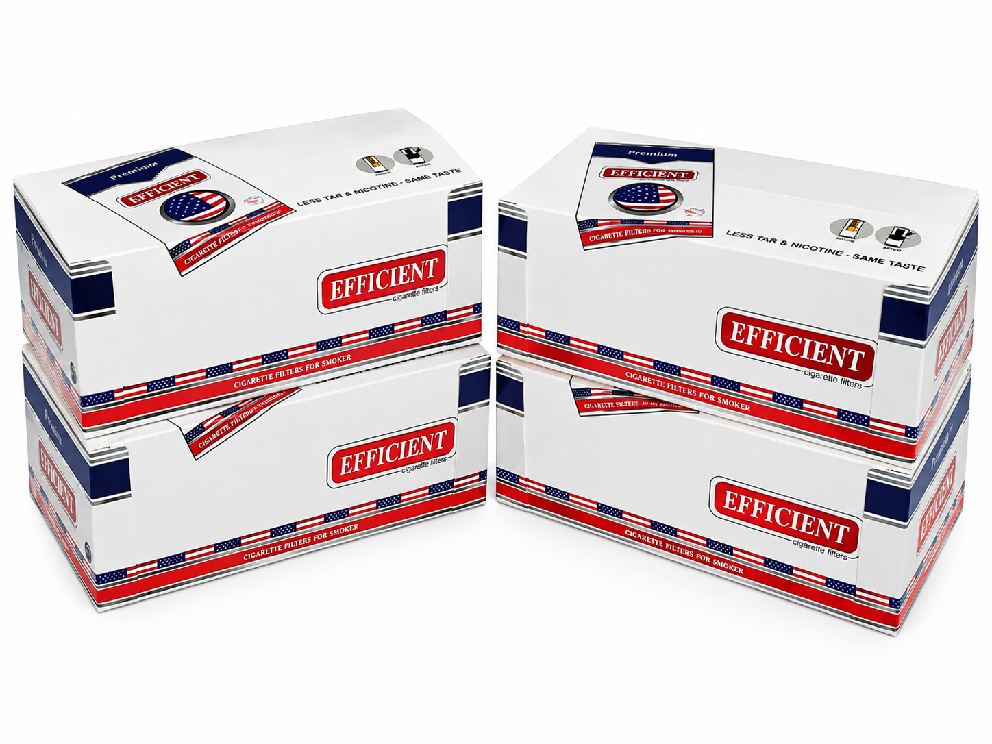 EFFICIENT Cigarette Filters 8-Hole 2400 Count 80 Packs