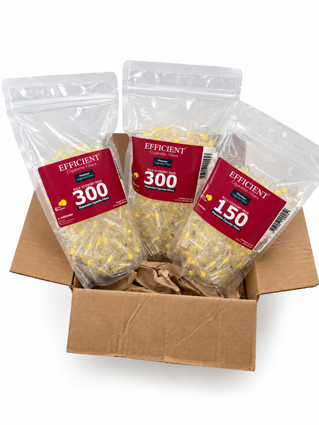 EFFICIENT Disposable Cigarette Filters 6-Hole 750 Count Bulk Filter Tips