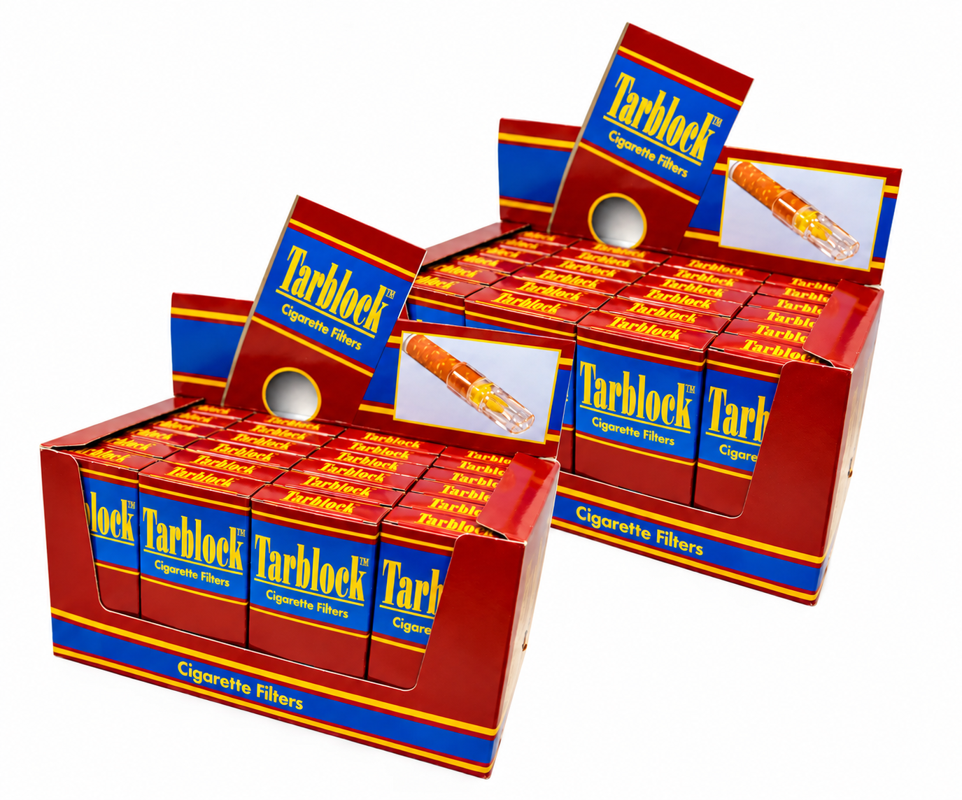 TARBLOCK Disposable Cigarette Filters 4-Hole 1440 Count 48 Packs 2 Display Boxes