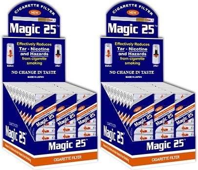 Magic 25 Disposable Cigarette Filters – 60 Packs 600 Filter Tips 2 Display Boxes