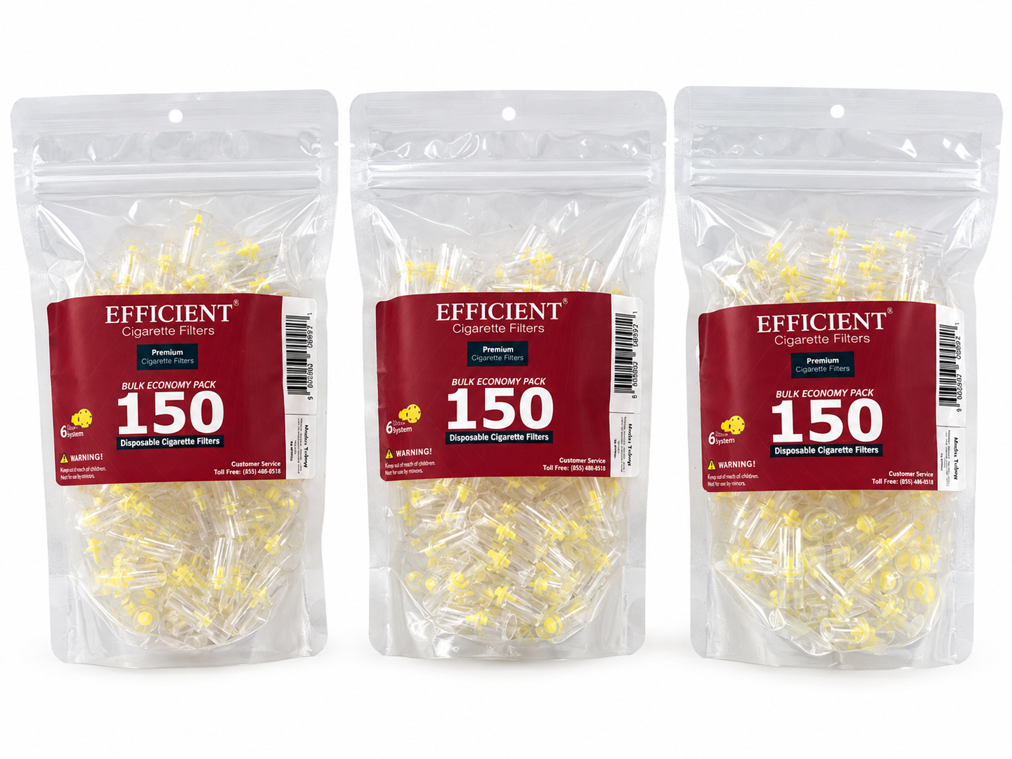 EFFICIENT Disposable Cigarette Filters 6-Hole 450 Count Bulk Filter Tips