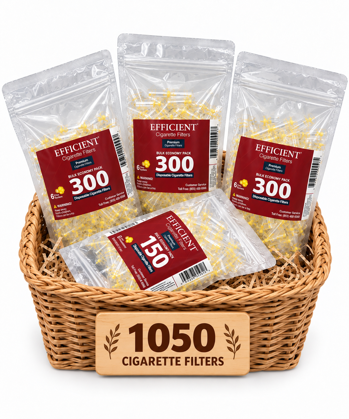 EFFICIENT Cigarette Filters 6-Hole 900 Count with FREE 150 Filters