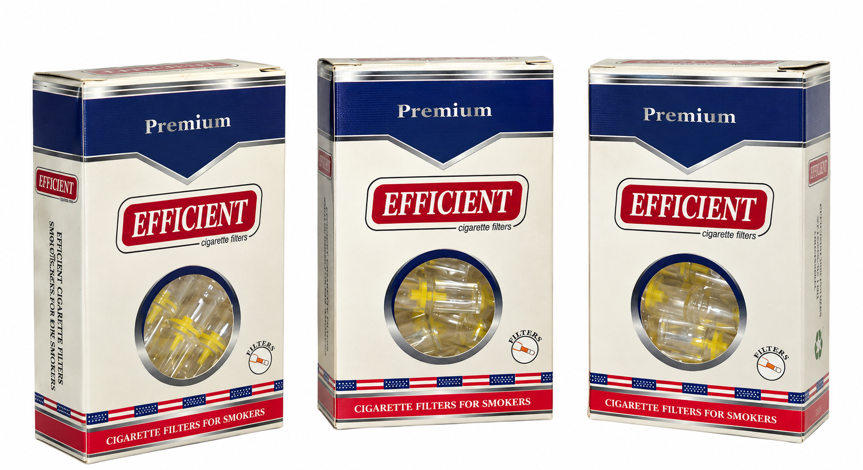 EFFICIENT Disposable Cigarette Filters 8-Hole 90 Count 3 Packs