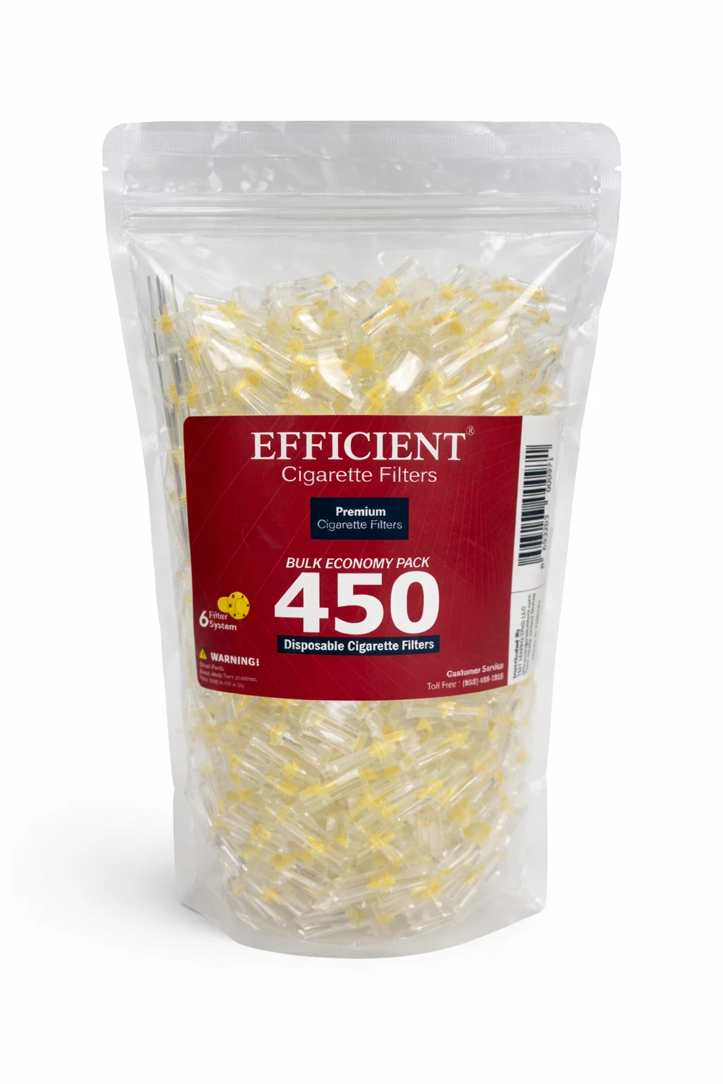 EFFICIENT Disposable Cigarette Filters 6-Hole 450 Count Bulk Filter Tips