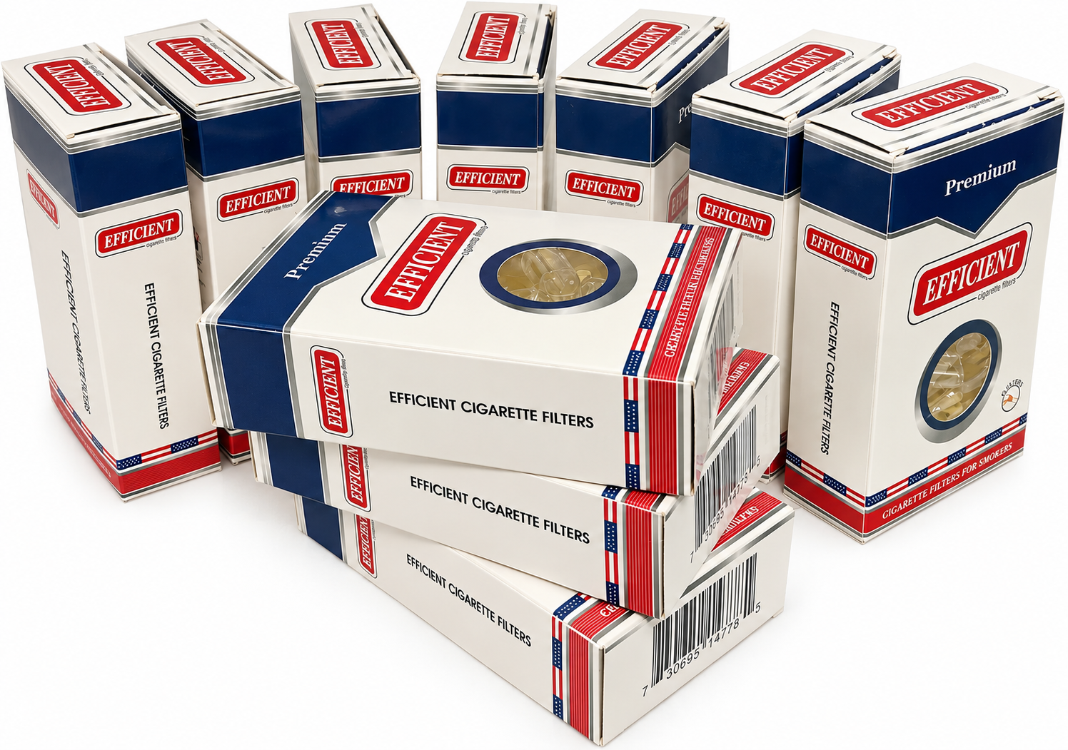 EFFICIENT Disposable Cigarette Filters 8-Hole 300 Count 10 Packs