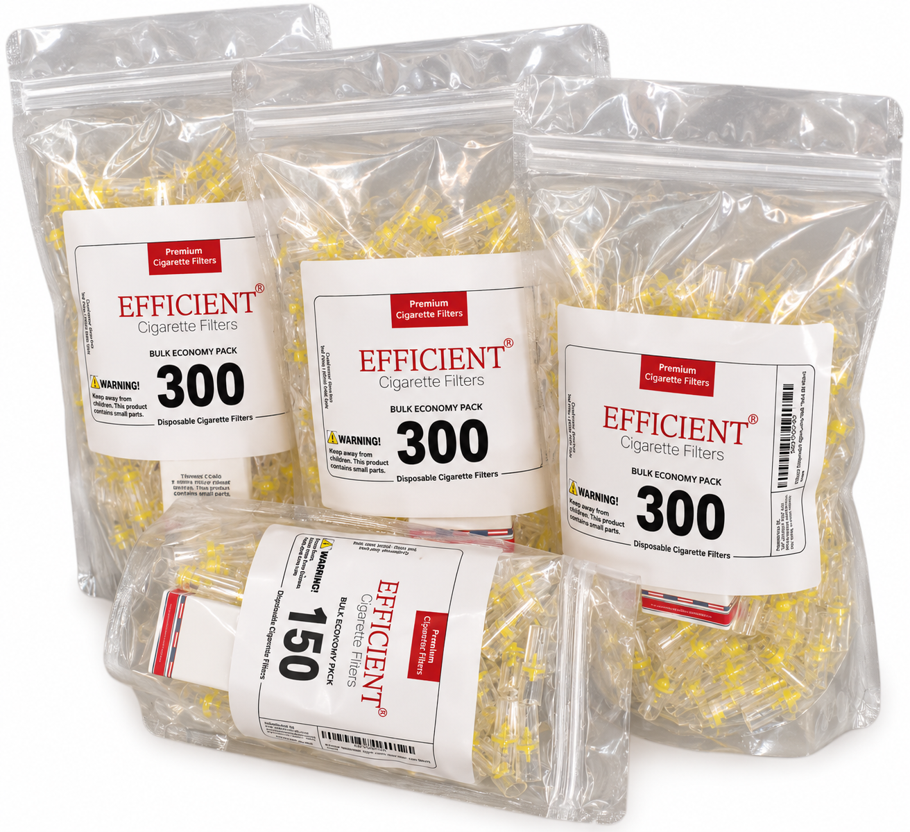 EFFICIENT Cigarette Filters 8-Hole 900 Count with FREE 150 Filters and Travel Case