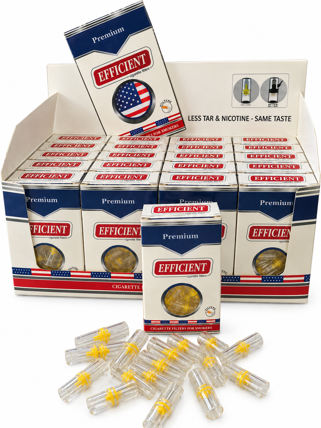 EFFICIENT Cigarette Filters 8-Hole 1200 Count 40 Packs
