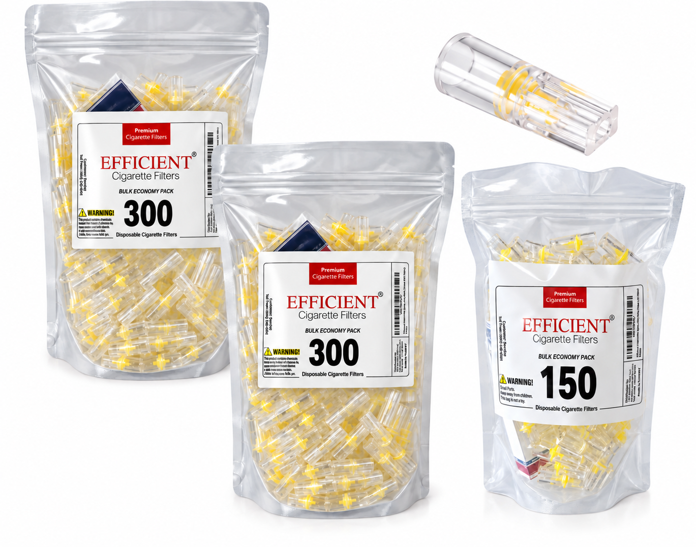 EFFICIENT Disposable Cigarette Filters 8-Hole 750 Count Bulk Filter Tips with Free Travel Case