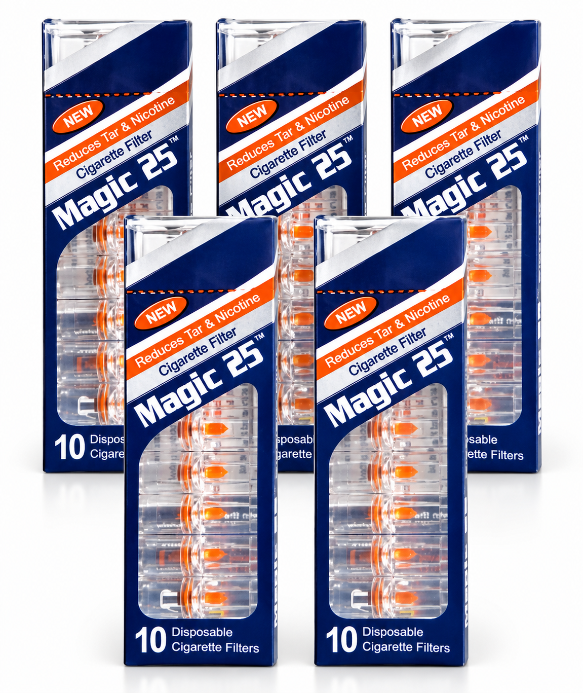 Magic 25 Disposable Cigarette Filters – 5 Packs 50 Filter Tips