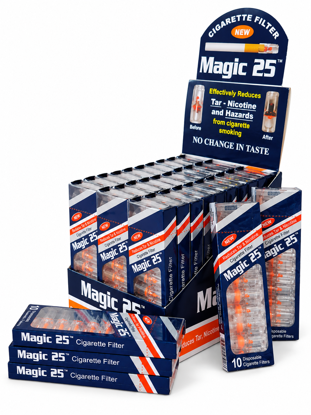Magic 25 Disposable Cigarette Filters – 30 Pack Display 300 Filter Tips