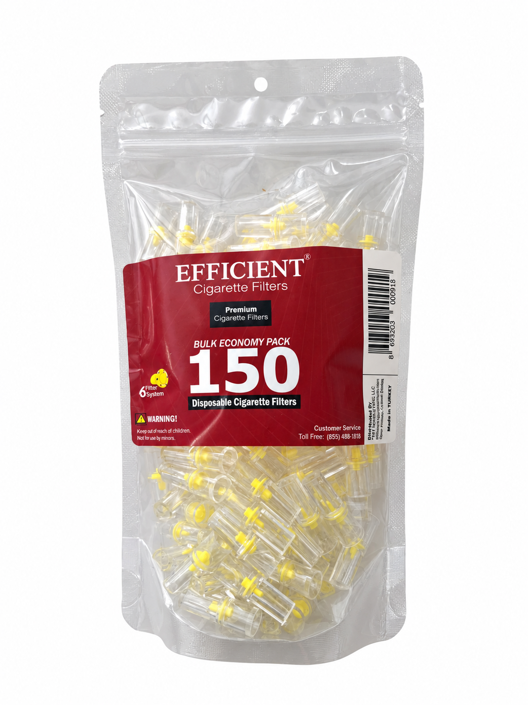 EFFICIENT Cigarette Filters 6-Hole 900 Count with FREE 150 Filters